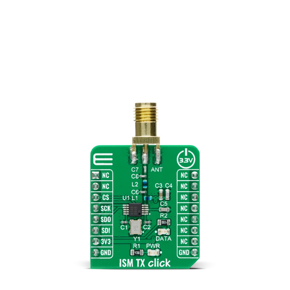 MikroElektronika ISM TX Click MAX41460 Development Board for Garage or Gate Doors Control, Keyless Access 16MHz
