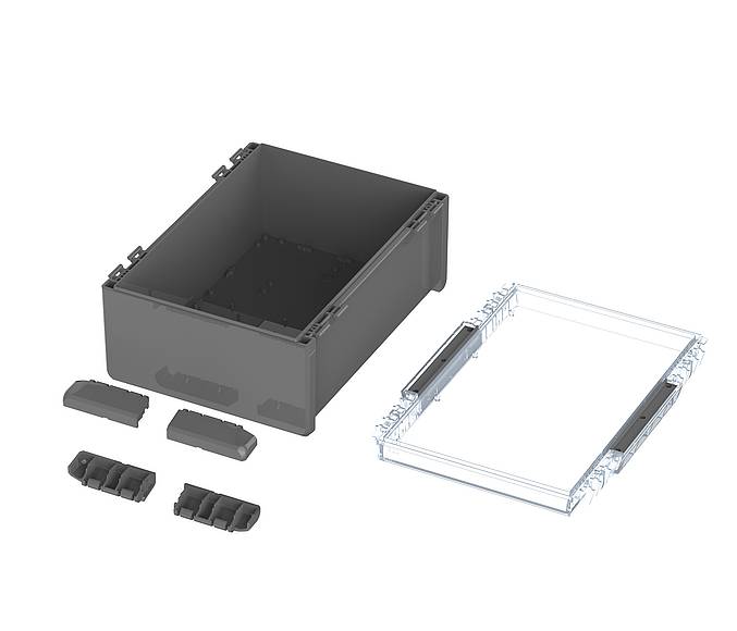 Bopla Bocube Series Graphite Grey Polycarbonate V0 Enclosure, IP66, IP68, IK07, Clear Lid, 160 x 364 x 284mm