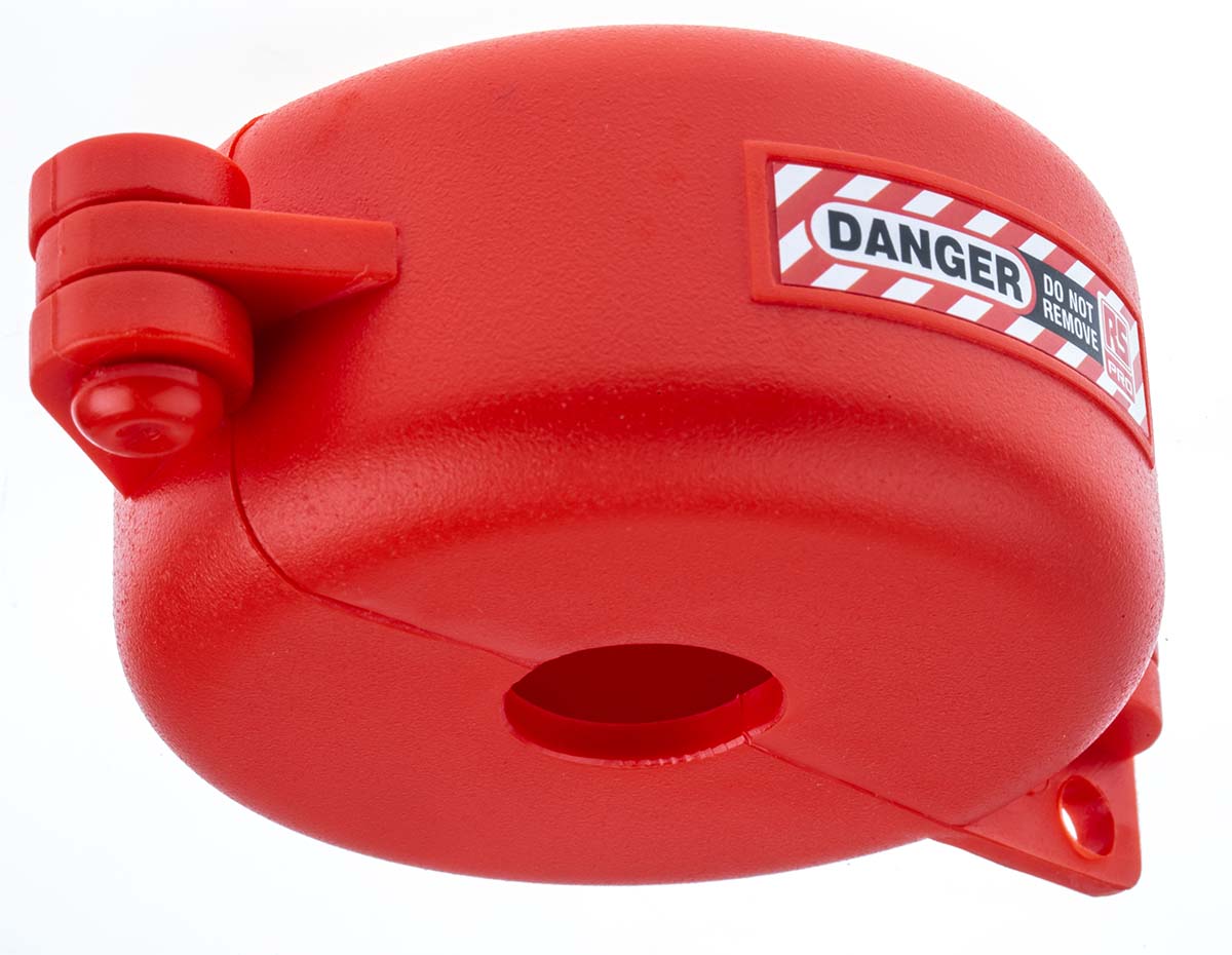 RS PRO Red 1-Lock Polypropylene Gate Valve Lockout, 7mm Shackle, 63.5mm Attachment
