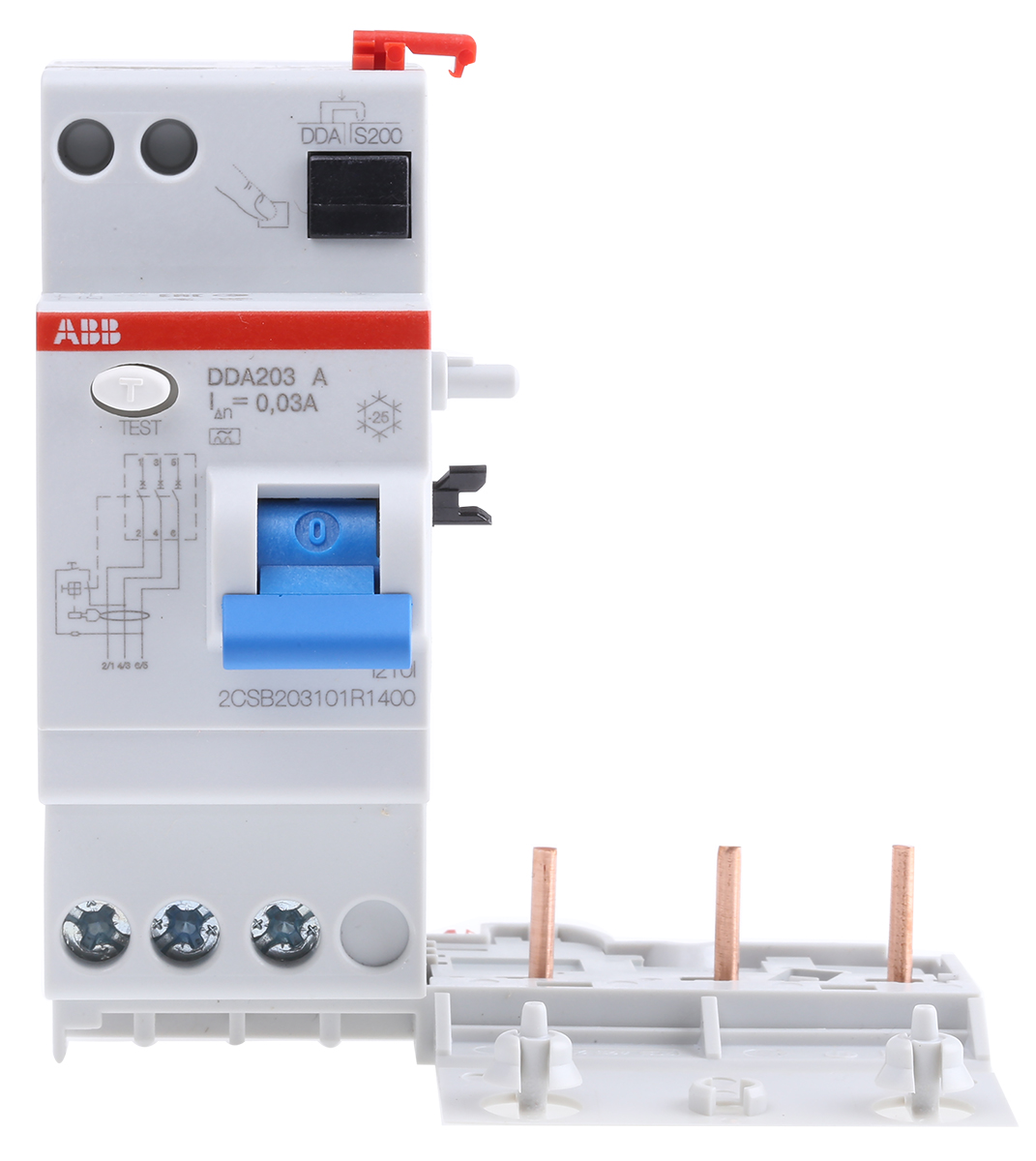 ABB DDA 200 A RCD Switch, 40A, 3 Pole, 30mA, Type A, 230 → 400V