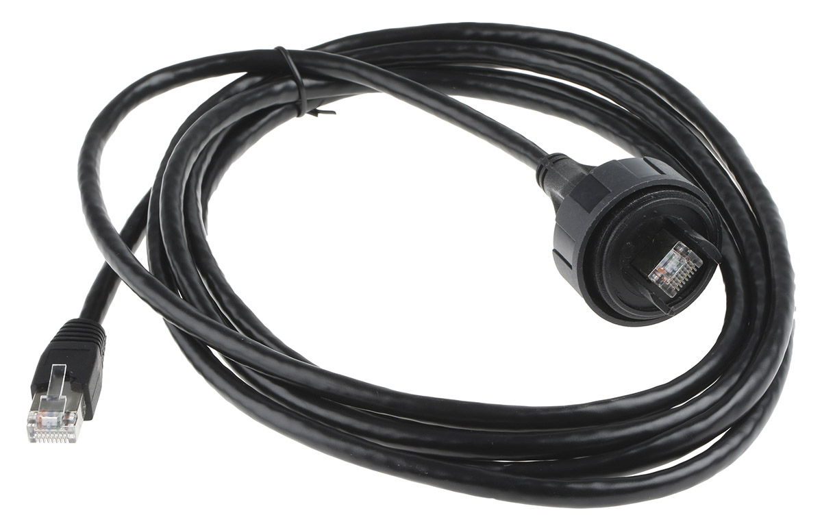 Bulgin, 3m Cat5e, Black RJ45 to Male RJ45 Male, S/FTP Shielded, Terminated PUR Sheath