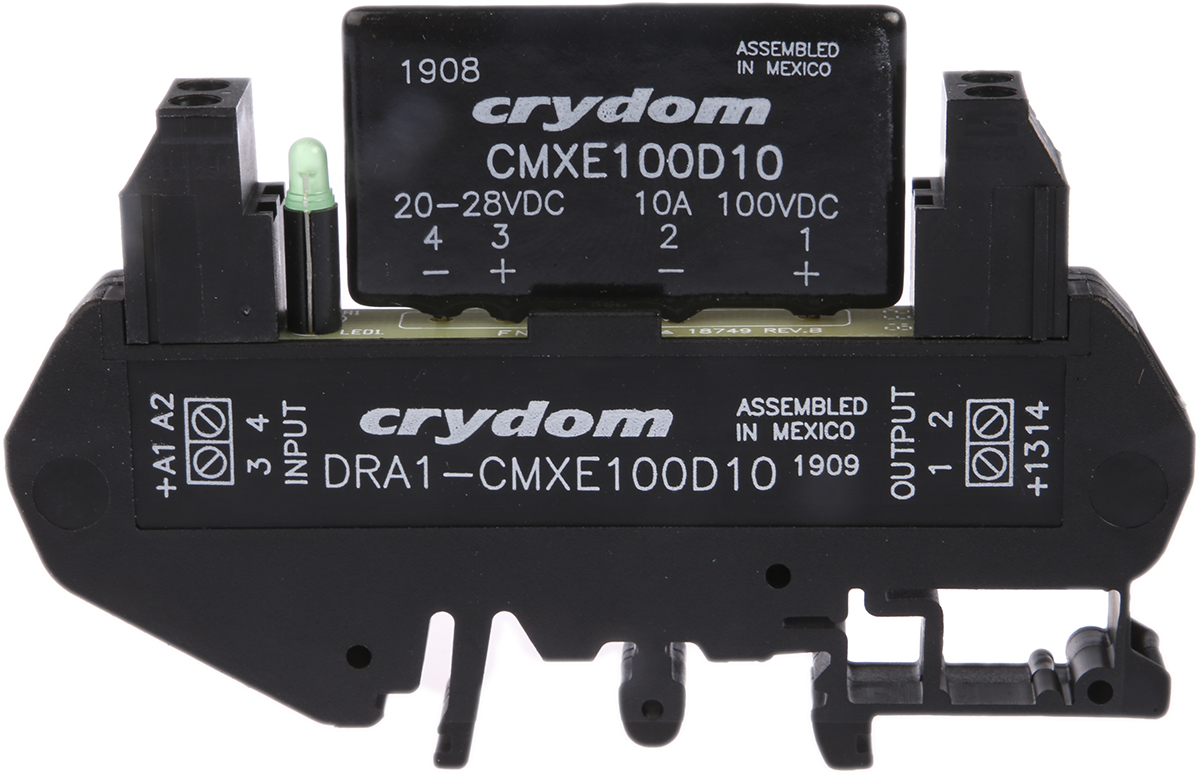 Sensata Crydom DRA Series Solid State Interface Relay, 28 V dc Control, 8 A Load, DIN Rail Mount