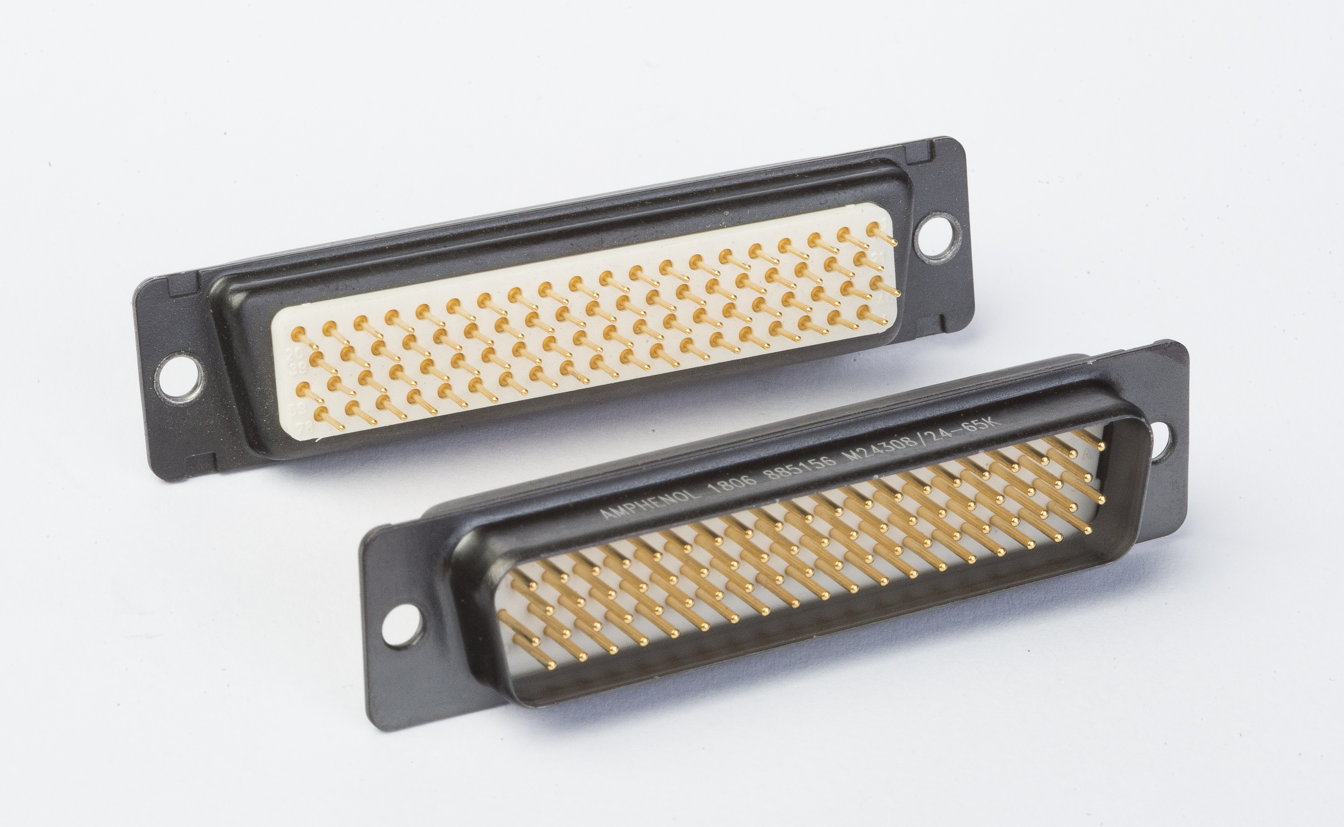 Amphenol India M24308 26 Way Panel Mount D-sub Connector Male to Female, 2.21mm Pitch, with 4-40 Screw Locks