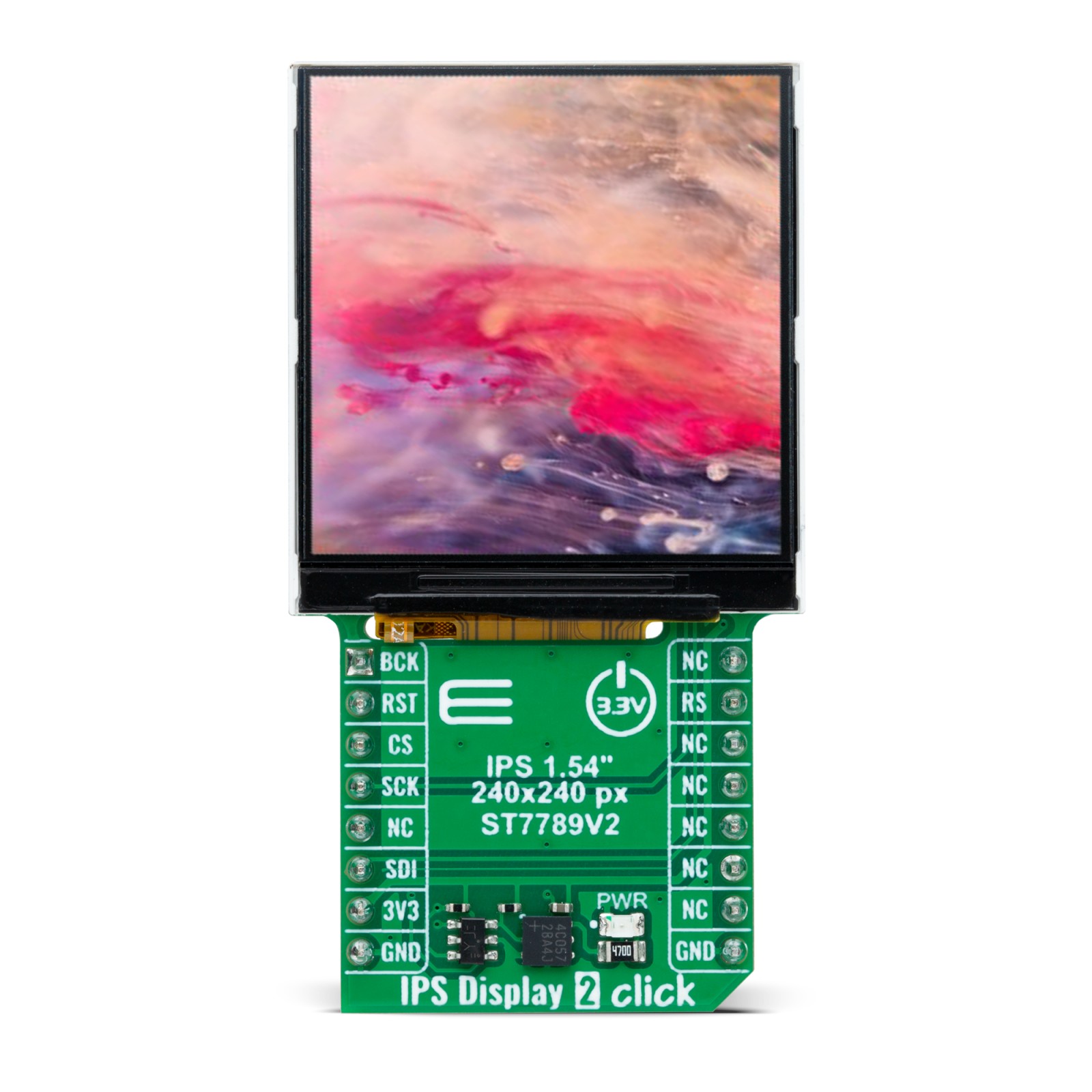 MikroElektronika MIKROE-6078, IPS Display 2 Click 1.54in TFT Evaluation Board With ER-TFT1.54-2 for High Resolution