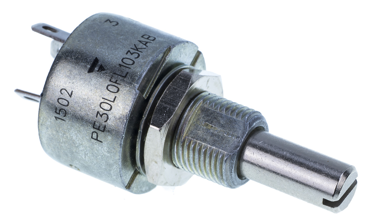 Vishay PE30 10kΩ Rotary Potentiometer 1-Gang Panel Mount, PE30L0FL103KAB