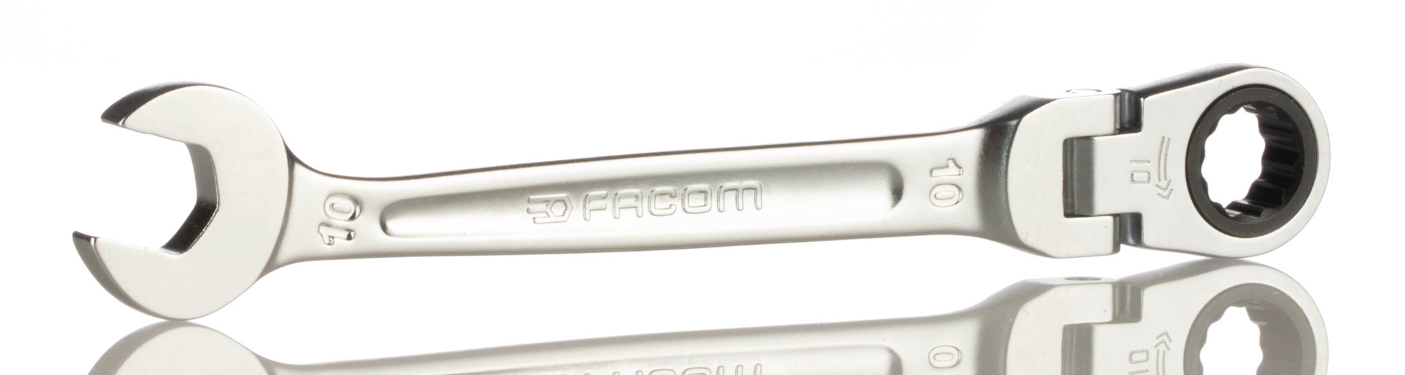 Facom 467BF Series Combination Ratchet Spanner, 10mm, Metric, Double Ended, 136 mm Overall