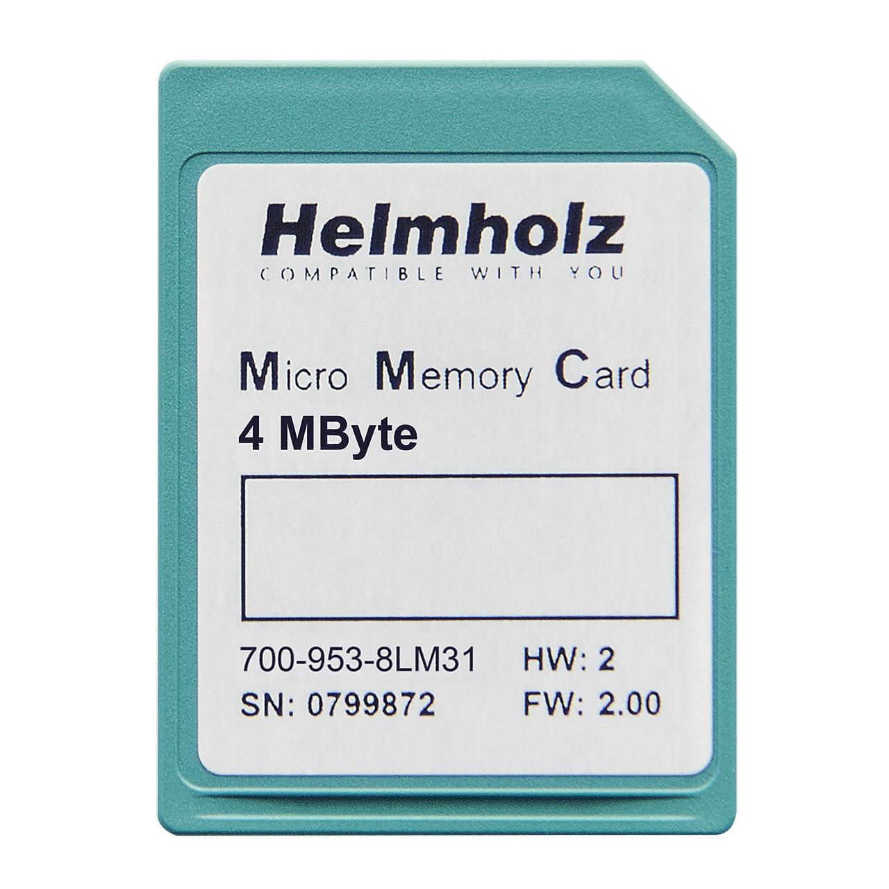 Helmholz GmbH & Co. KG 953-8LM Series Micro SD Card for Use with 300 series, 2.7 → 3.6 V