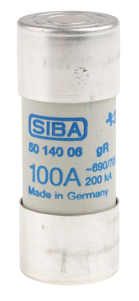 SIBA 100A Ceramic Cartridge Fuse, 22 x 58mm