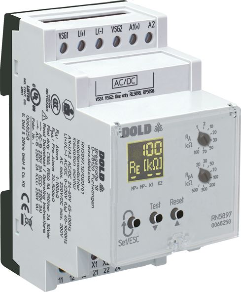 Dold Insulation Monitor, SPDT, 400 → 1000V ac/dc, DIN Rail