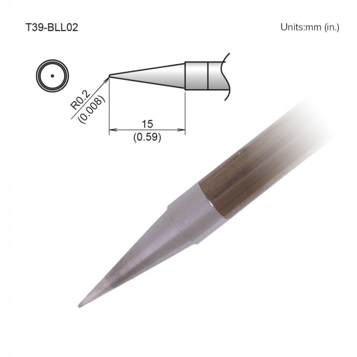 Hakko FX-9701/9702 R0.2 x 15 mm Conical Soldering Iron Tip for use with FX-9701, FX-9702