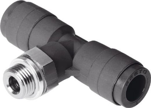 Festo Tee Threaded Adaptor, Push In 6 mm to Push In 6 mm, Threaded-to-Tube Connection Style, 186336