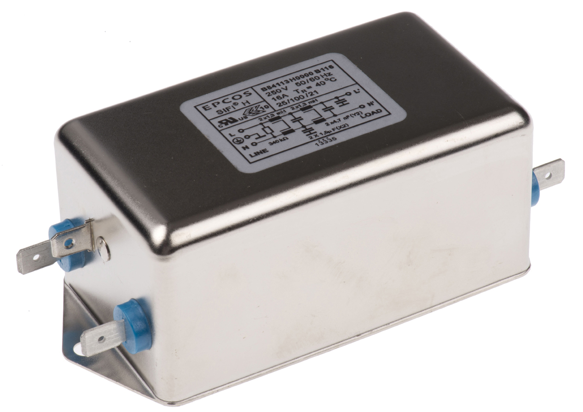 EPCOS, B84113H 16A 250 V ac/dc 50 → 60Hz, Chassis Mount EMC Filter, Tab, Single Phase