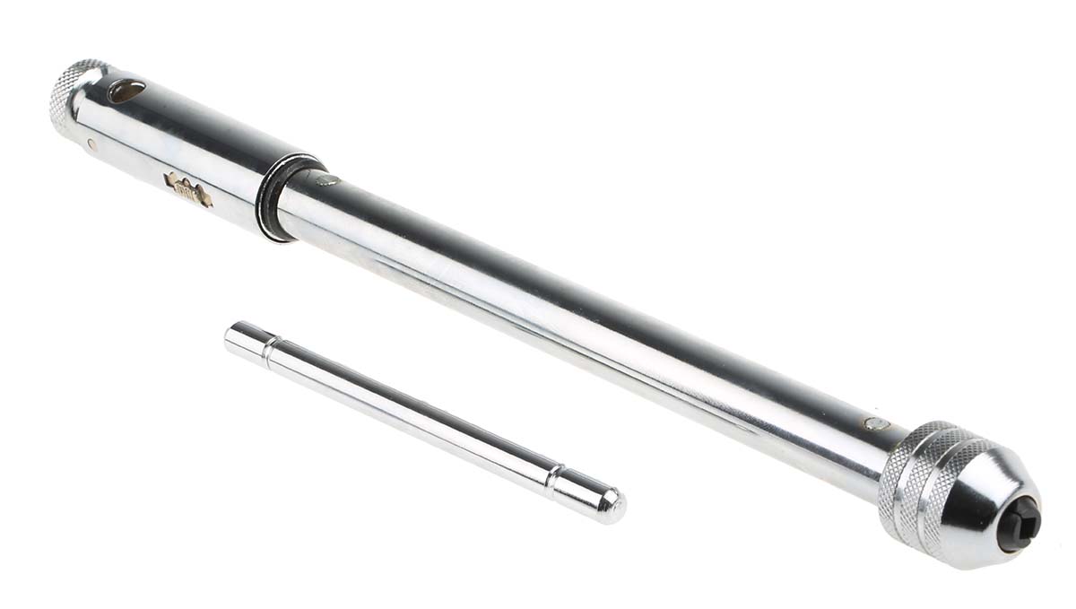 RS PRO Long Ratchet Tap Wrench Steel M5 → M12, 1BA → 0BA (ISO), 7/32 → 3/8 in (ISO), 1/4 →