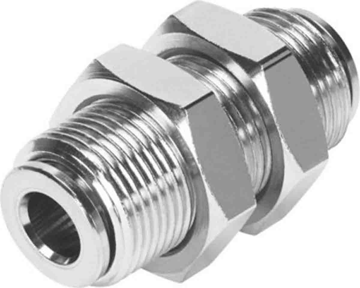 Festo NPQM Series Bulkhead Tube-to-Tube Adaptor, Push In 4 mm to Push In 4 mm, Tube-to-Tube Connection Style, 558806
