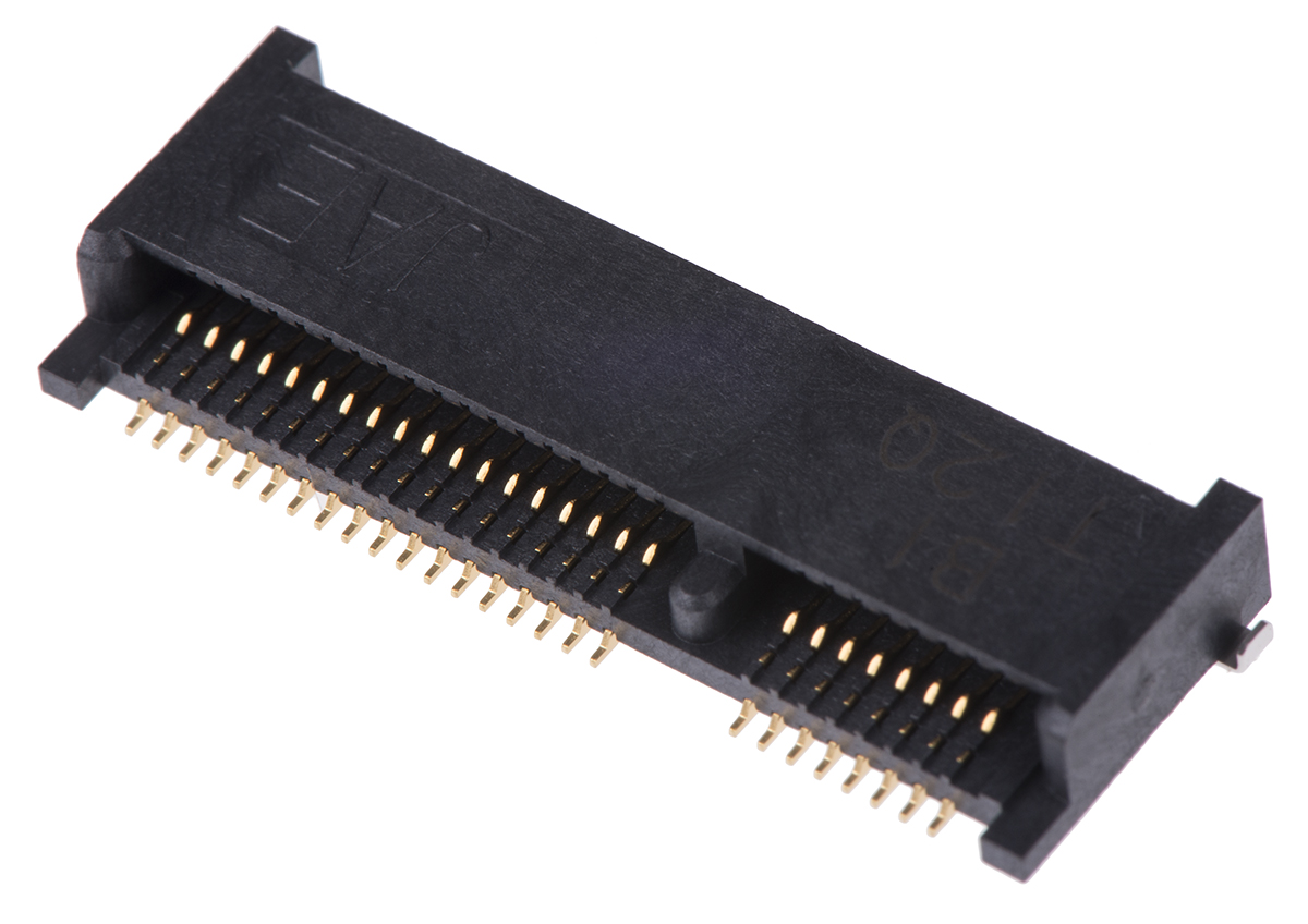 JAE 52 Way Right Angle Mini PCIe, PCI Memory Card Connector With Solder Termination