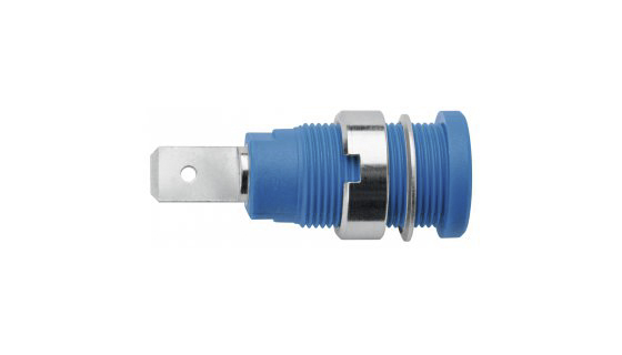 Schutzinger Blue Female Banana Socket, 4 mm Connector, 24A, 1000V, Nickel Plating