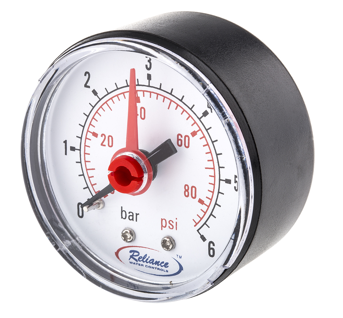 RS PRO Analogue Pressure Gauge 6bar Back Entry 50mm Outside Diameter, With RS Calibration