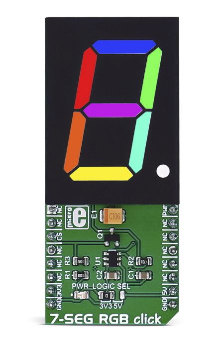 MikroElektronika MIKROE-2734, 7-SEG RGB Click 7 Segment Display mikroBus Click Board