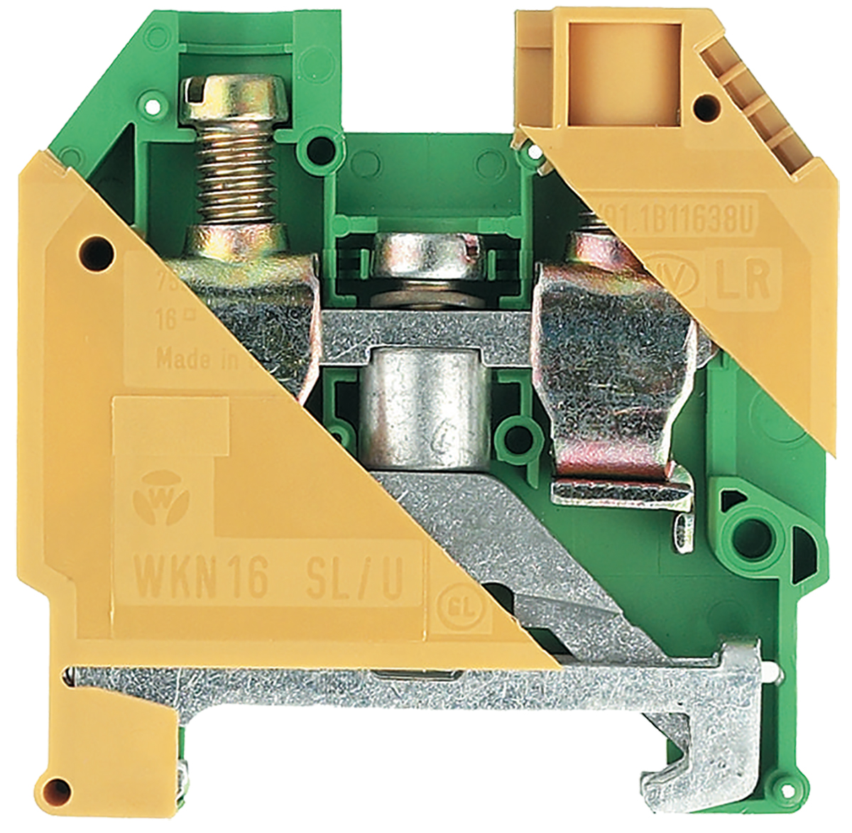 RS PRO 2-Way Earth Terminal Block, 16mm², 14 → 4 AWG Wire, Screw Down, Nylon Housing