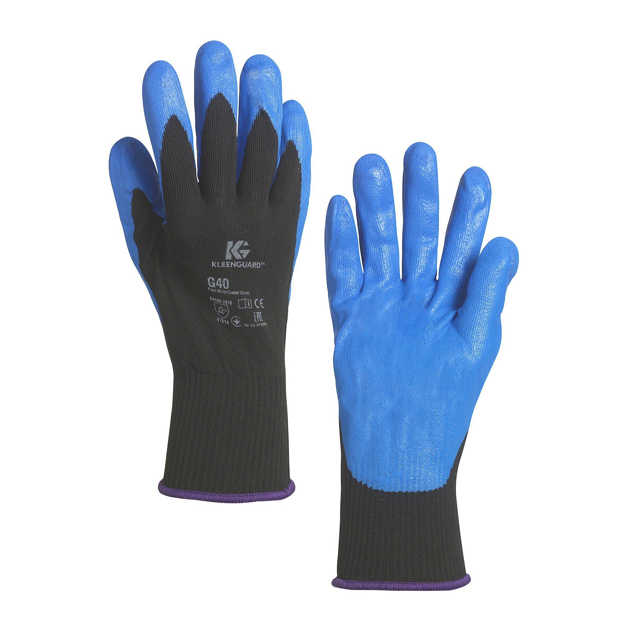 Kimberly Clark G40 Blue Nylon Nylon Work Gloves, Size 9, Nitrile Foam Coating