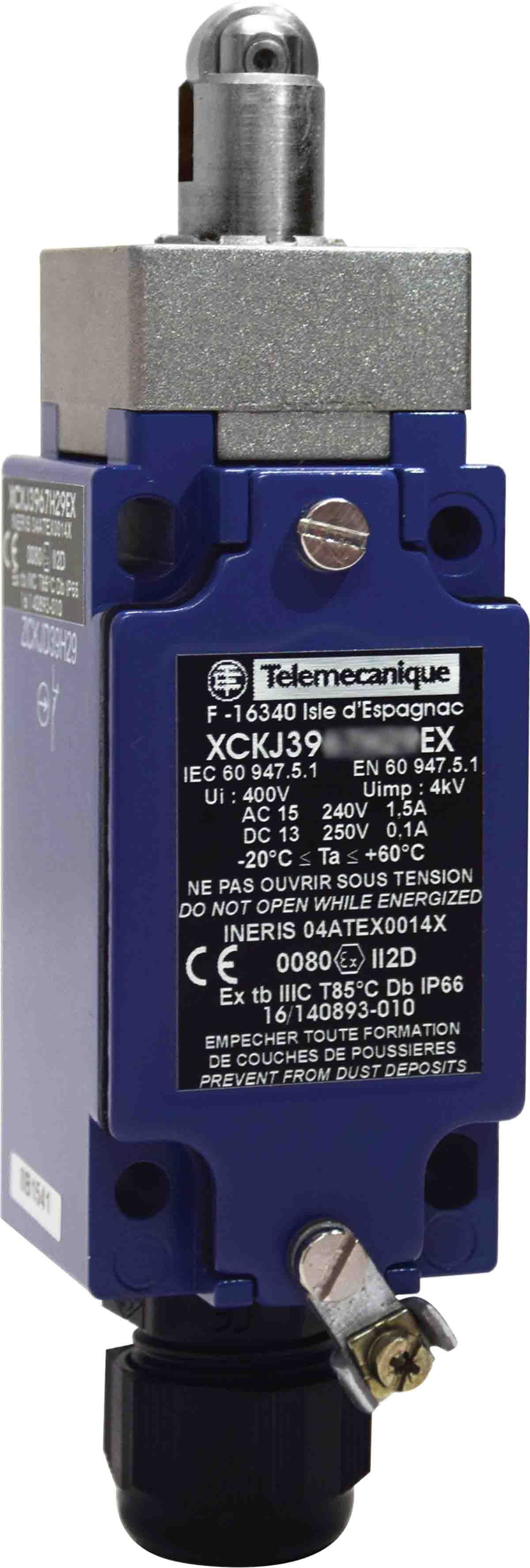 Telemecanique Sensors XCKJ Series Roller Plunger Limit Switch, 2NC/1NO, IP66, IP67, Zinc Alloy Housing, 6A Max