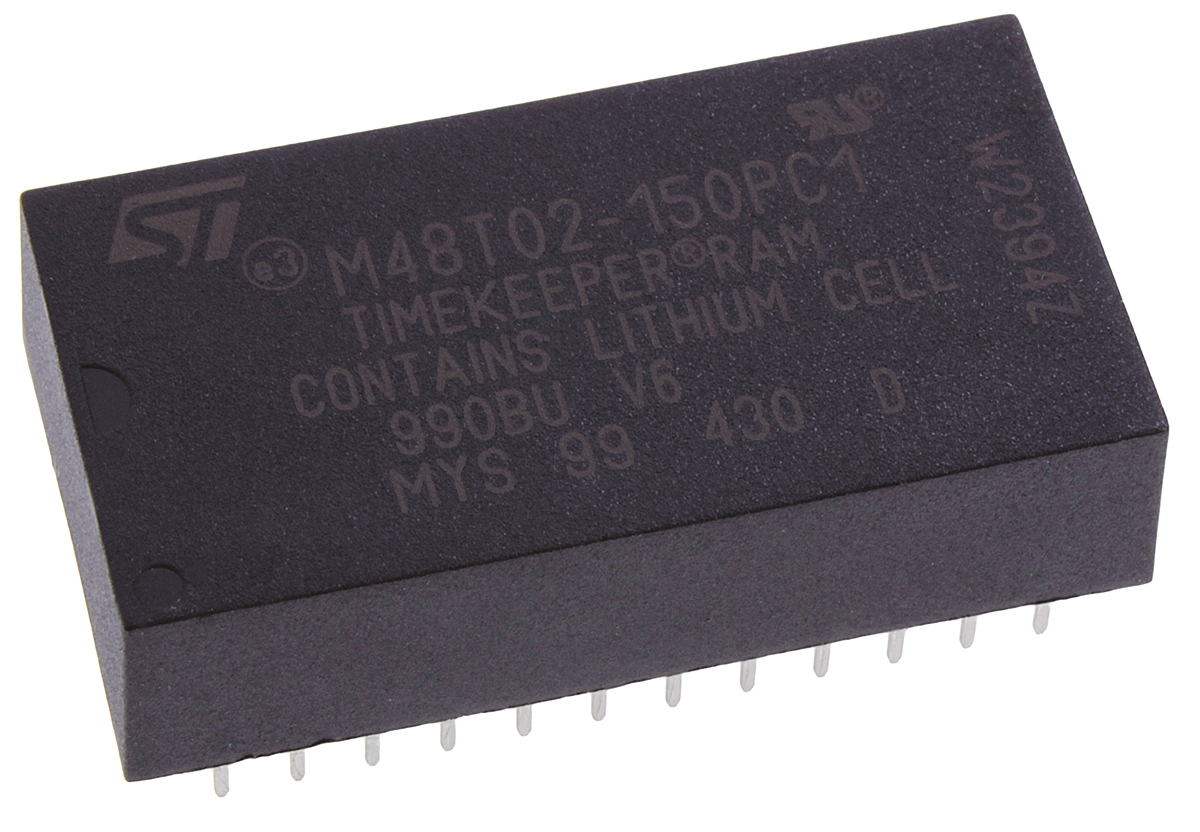 STMicroelectronics 16kbit 150ns NVRAM, 24-Pin PCDIP, M48T02-150PC1