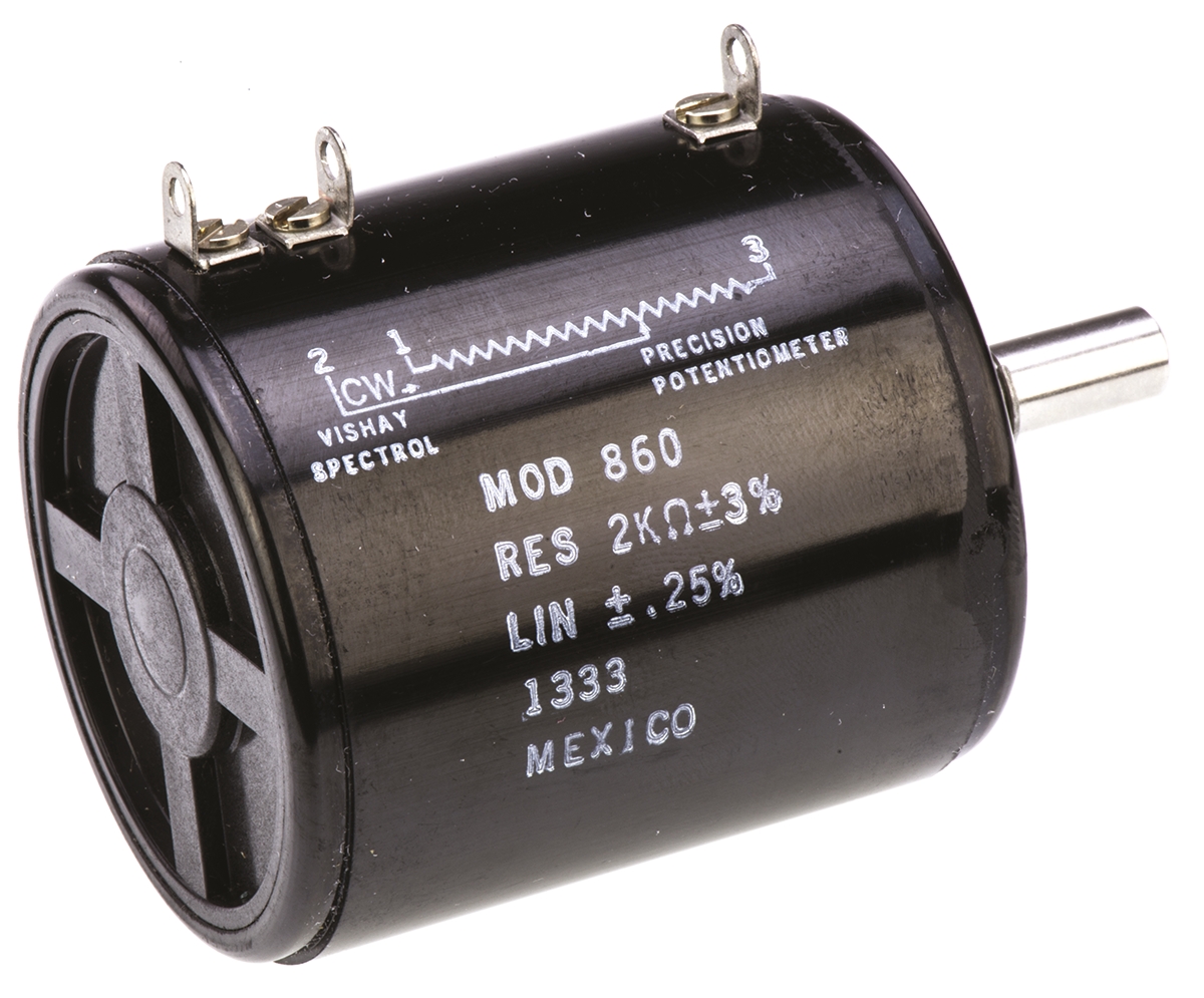 Vishay 860 2kΩ Rotary Potentiometer 10-Turns 1-Gang Panel Mount, 860B1202