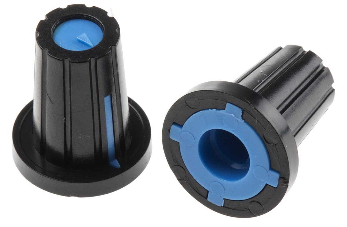 RS PRO 17mm Black Potentiometer Knob for 6mm Shaft D Shaped