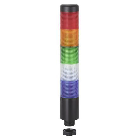 Werma Kompakt 37 Series Blue, Clear, Green, Red, Yellow Buzzer Signal Tower, 5 Lights, 24 V ac/dc, Base Mount, Tube