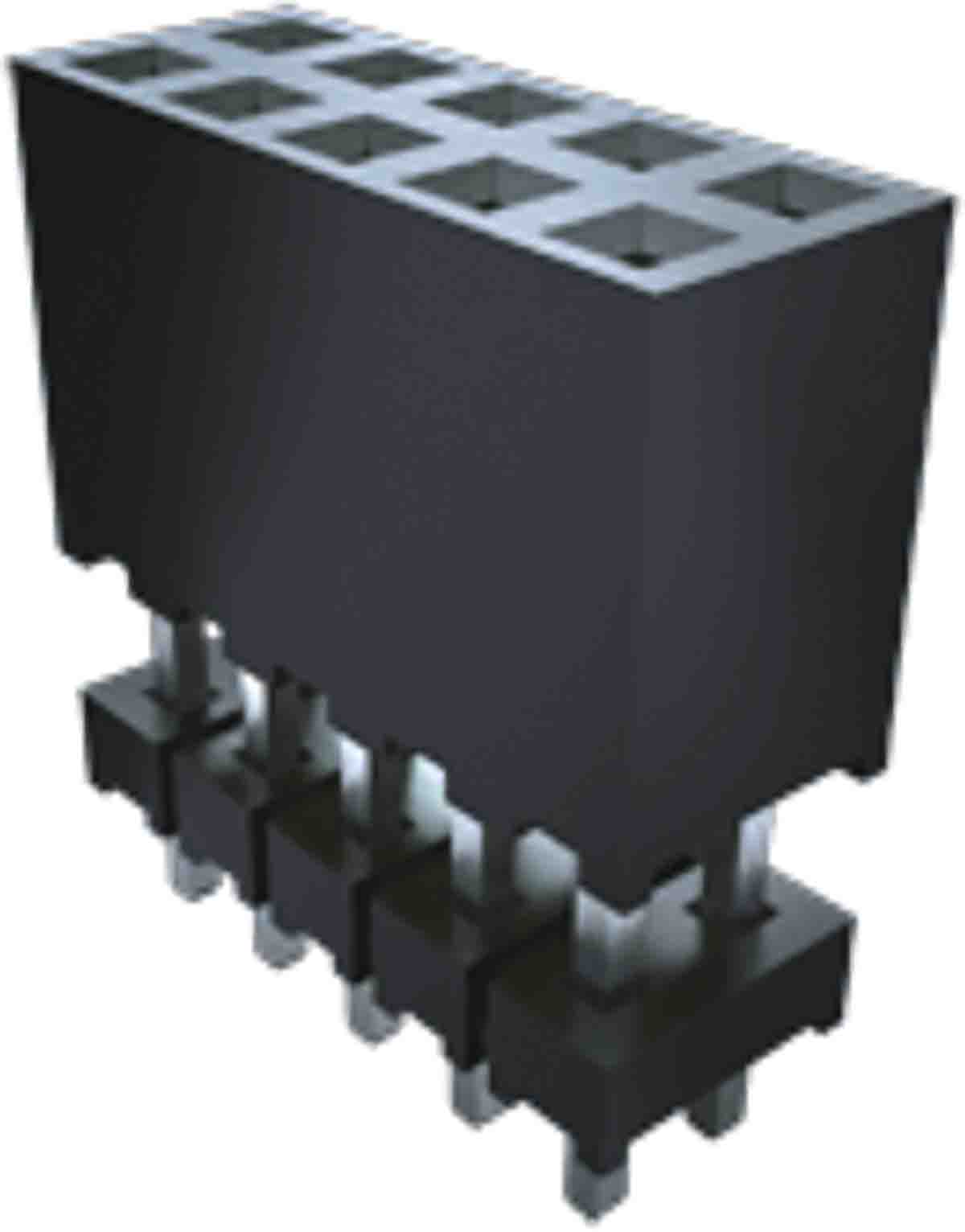 Samtec ESQT Series Straight Through Hole Mount PCB Socket, 10-Contact, 2-Row, 2mm Pitch, Solder Termination