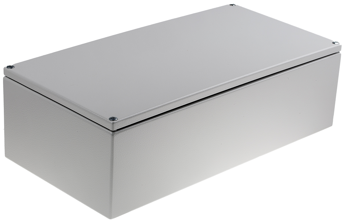 RS PRO Light Grey Mild Steel Terminal Box, IP66, 400 x 120 x 200mm