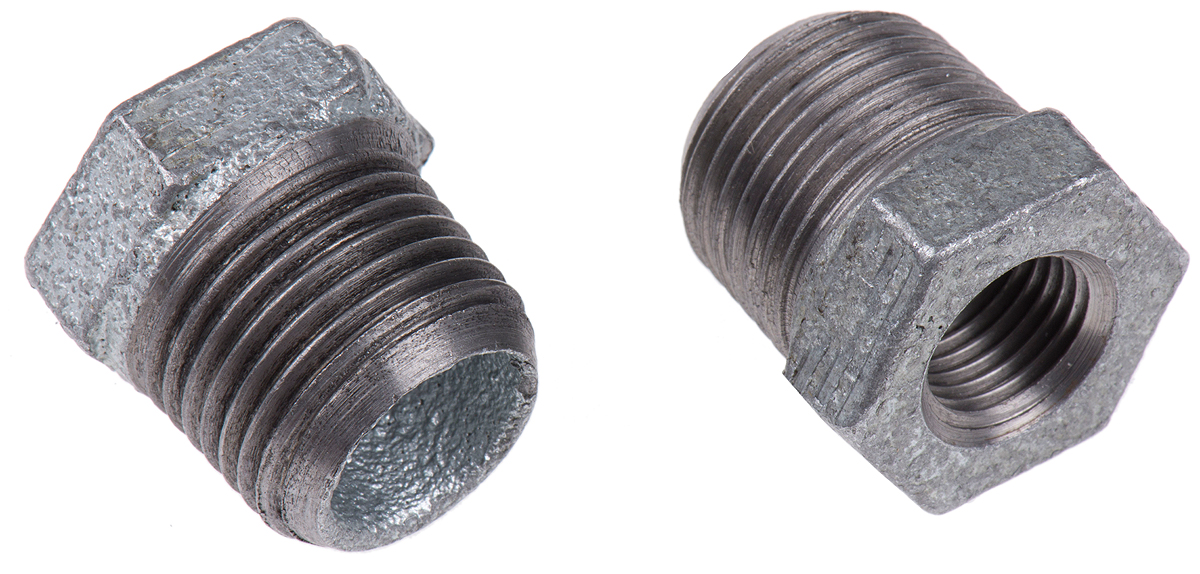 Georg Fischer Galvanised Malleable Iron Fitting, Straight Reducer Bush, Male BSPT 1/2in to Female BSPP 1/4in