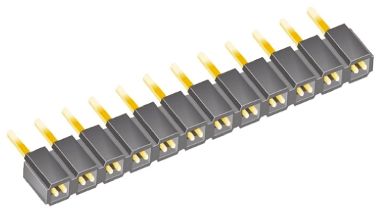 Samtec SLW Series Straight Through Hole Mount PCB Socket, 12-Contact, 1-Row, 2.54mm Pitch, Solder Termination