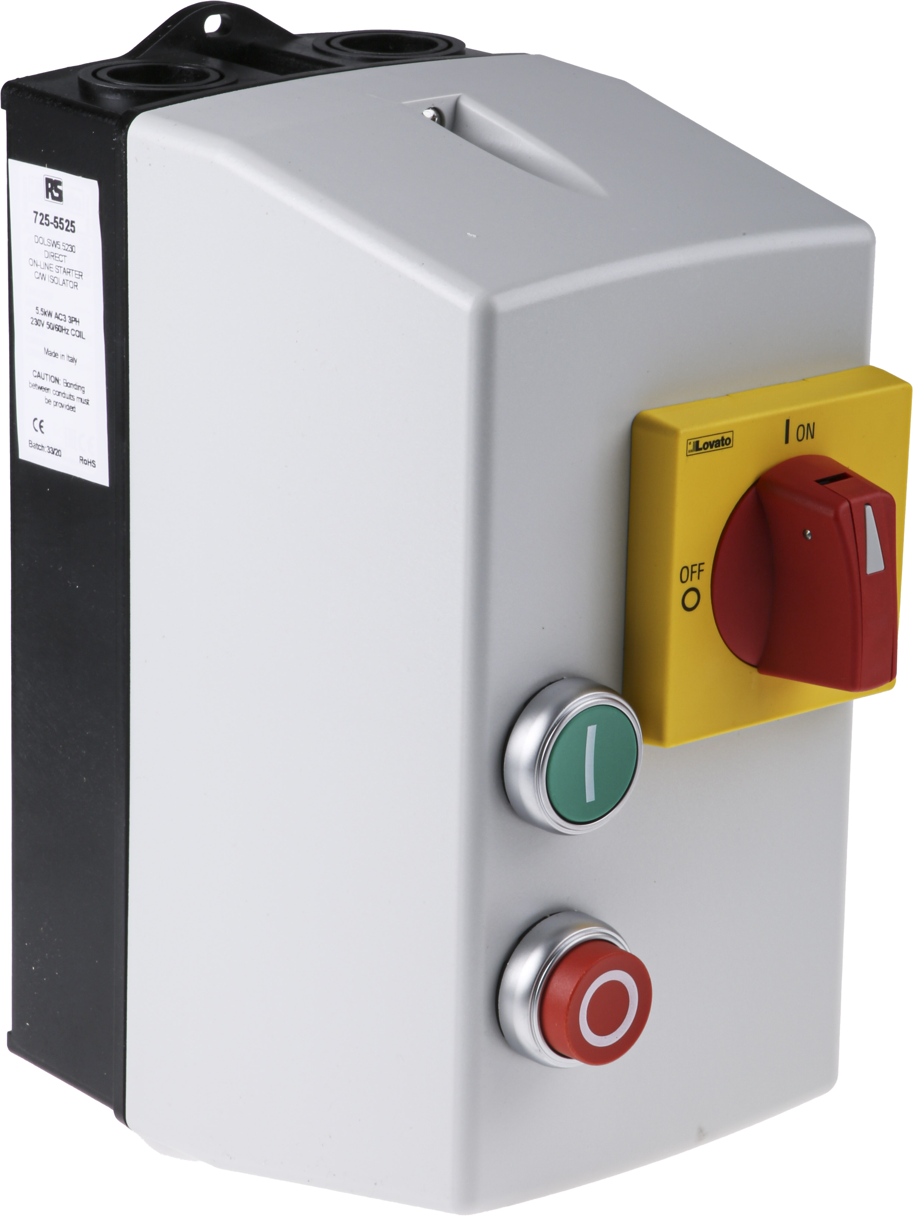 RS PRO DOL Starter, DOL, 5.5 kW, 230 V ac, 3 Phase, IP65