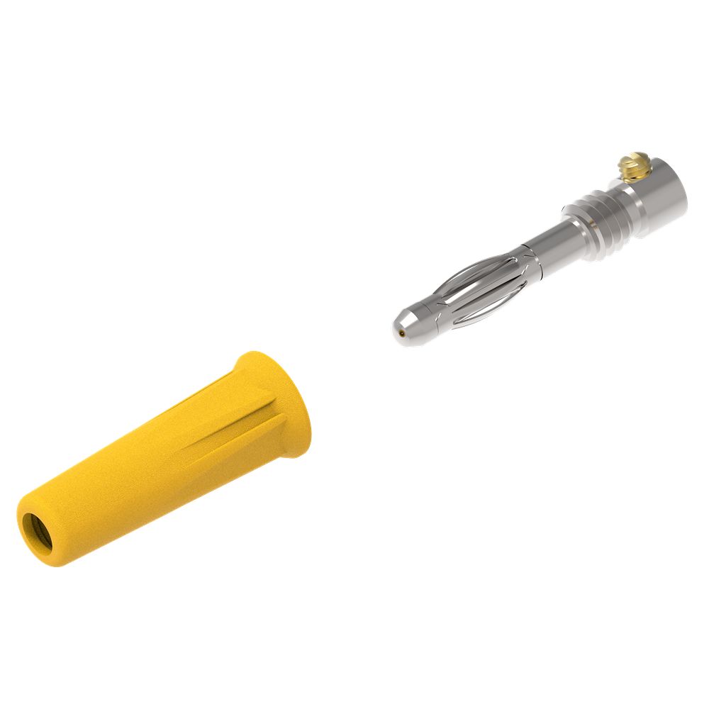 Electro PJP Yellow Male Banana Plug, 4 mm Connector, Screw Termination, 36A, 30/60V ac/dc, Nickel Plating