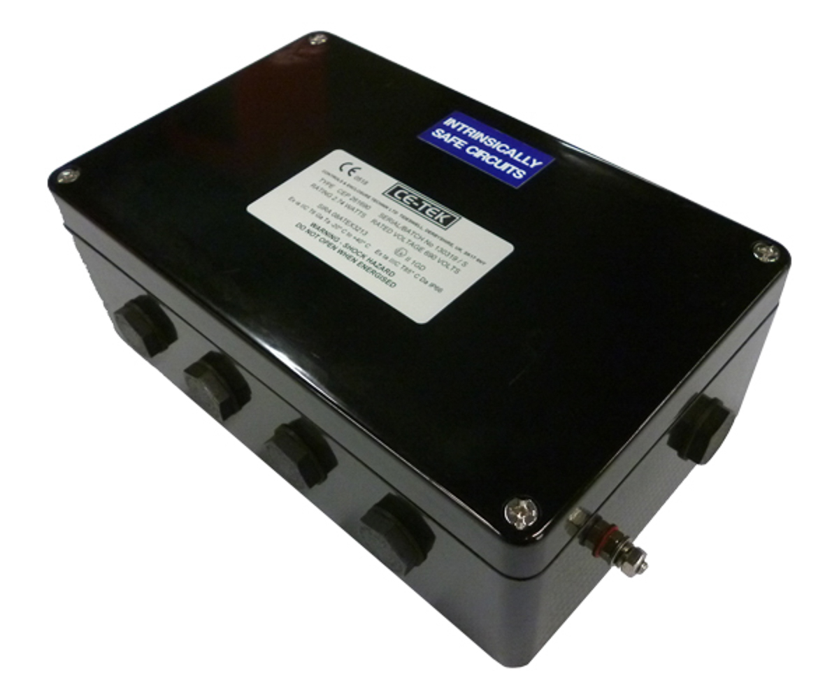 CE-TEK CEP Series Black Polyester Junction Box, IP66, 26 Terminals, ATEX, 160 x 90 x 260mm