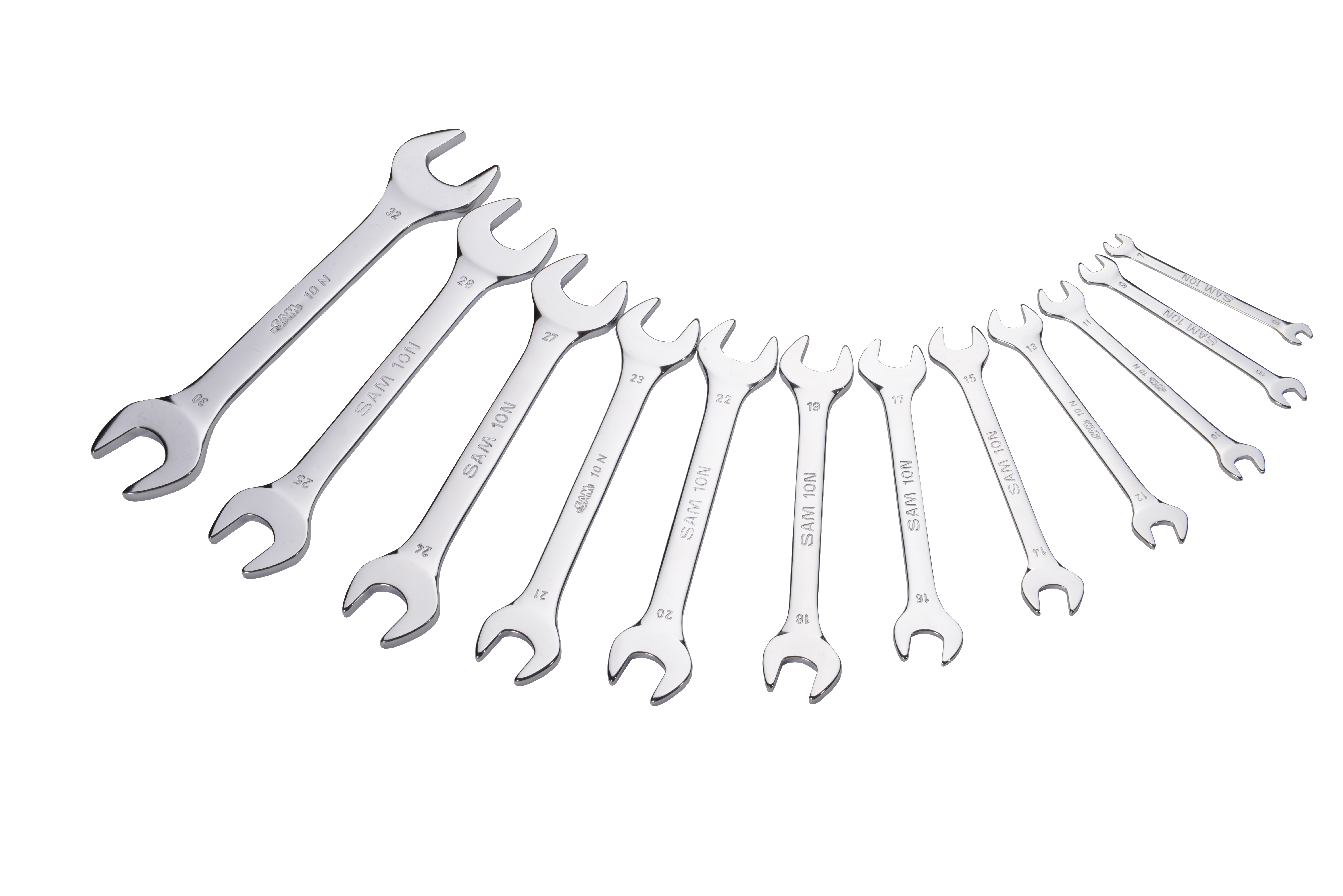 SAM 12-Piece Open Ended Spanner Set, 6 x 7 → 30 x 32 mm, Chrome Vanadium Steel