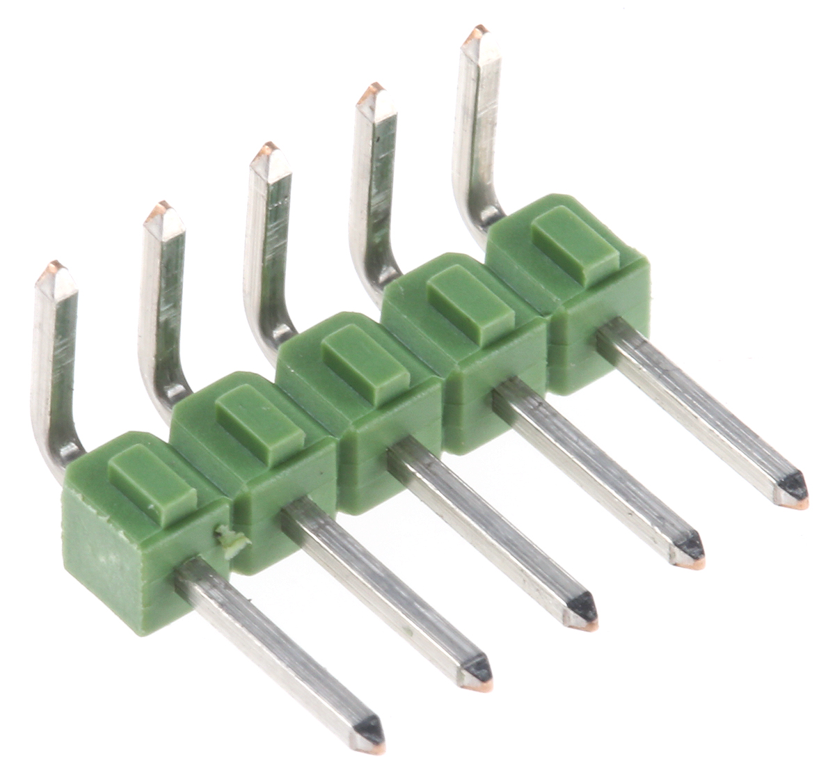 TE Connectivity AMPMODU MOD II Series Right Angle Through Hole Pin Header, 5 Contact(s), 2.54 mm Pitch, 1 Row,
