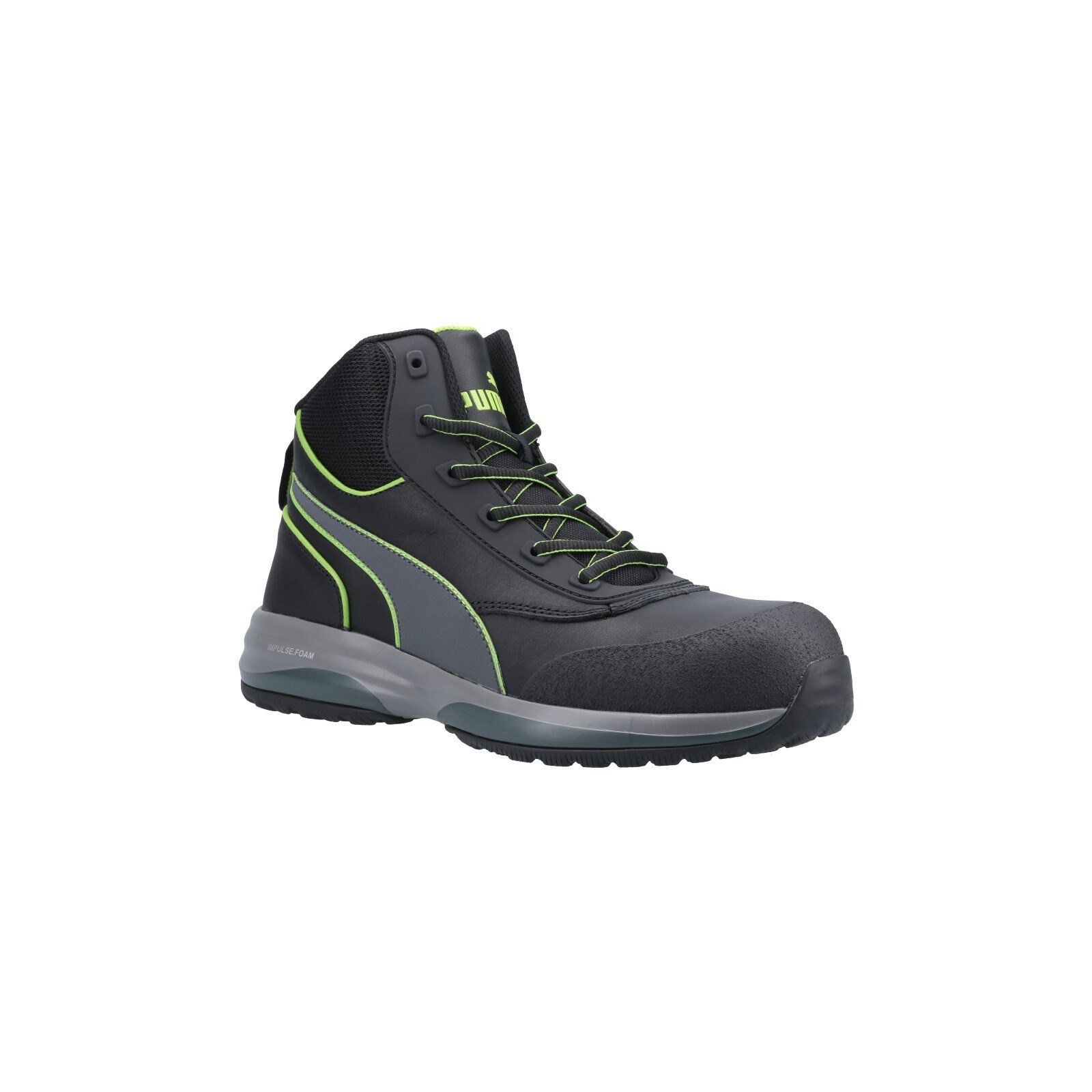 Puma Safety RAPID GREEN MID Black ESD Safe Fibreglass Toe Capped Unisex Safety Boots, UK 6, EU 40