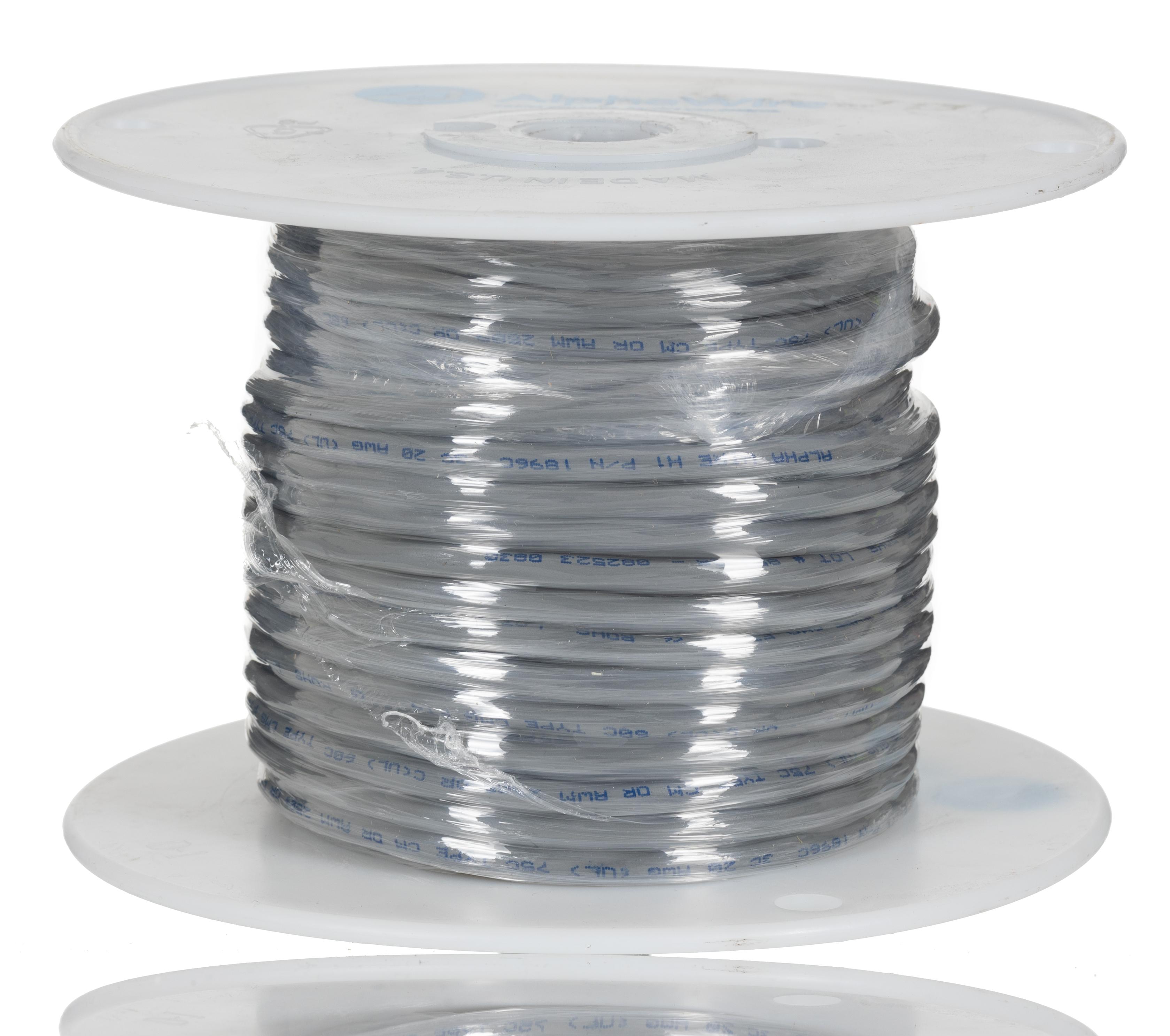 Alpha Wire Alpha Essentials Communication & Control Control Cable, 3 Cores, 0.56 mm² 20 AWG, Unscreened, 30 m, Grey