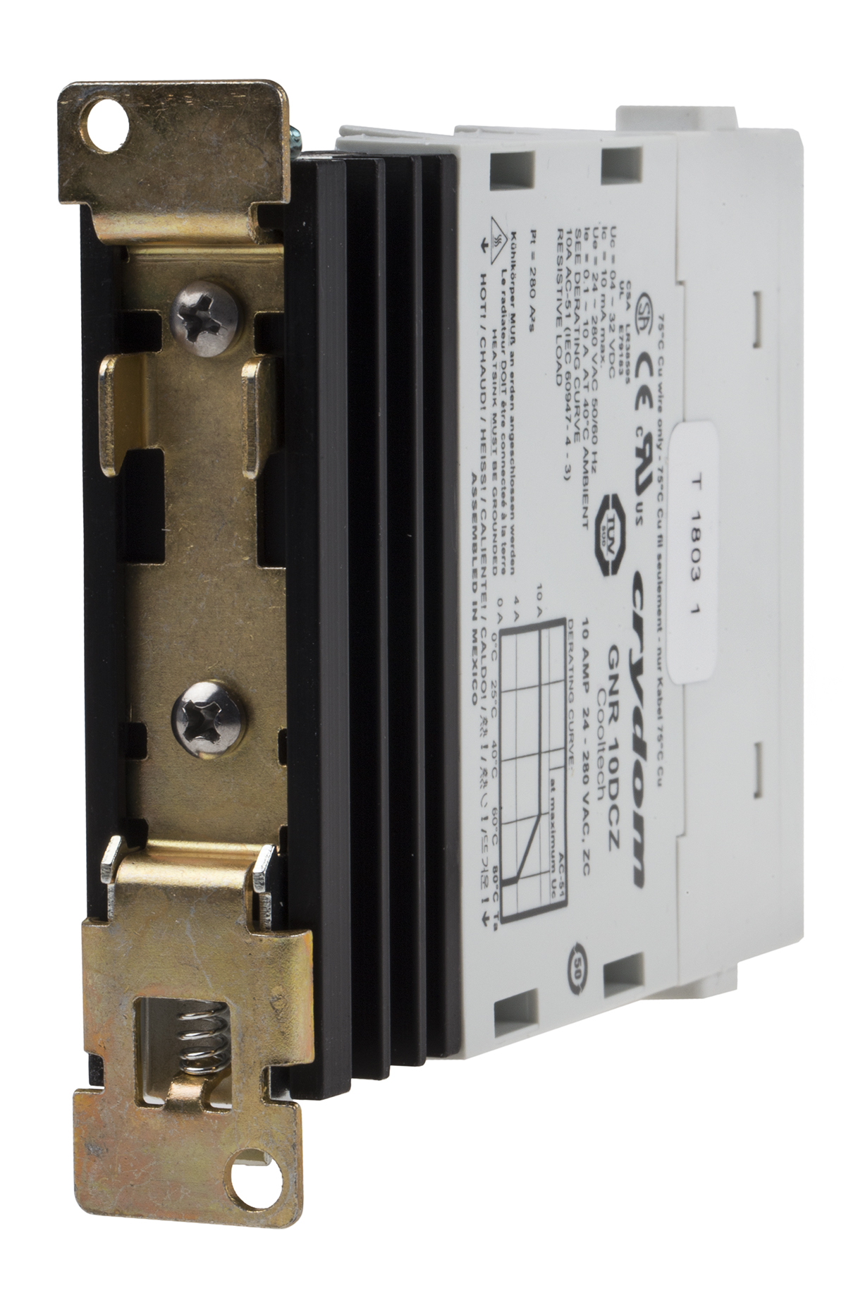Sensata Crydom GNR Series Series Solid State Relay, 10 A rms Load, DIN Rail Mount, 32 V dc Load, 32 V dc Control