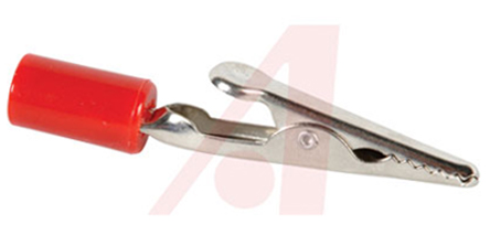 Mueller Electric Crocodile Clip 4 mm Connection, Nickel-Plated Steel Contact, 10A, Red