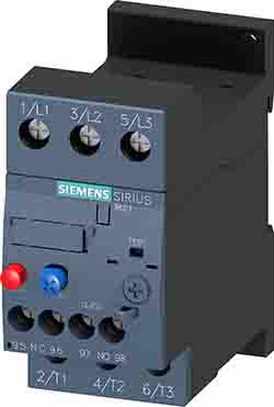 Siemens SIRIUS 3RU2 Thermal Overload Relay, 25 A F.L.C, 3 A Contact Rating, 11 kW, 15 kW, 22 kW, 690 Vac, SIRIUS