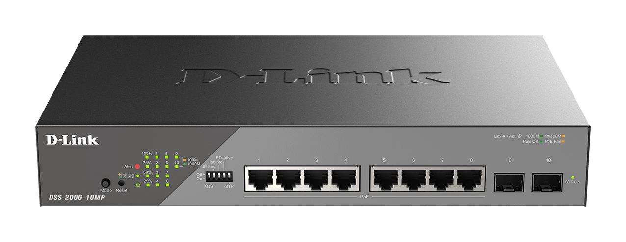 D-Link 10-Port Gigabit PoE Smart Managed Surveillance PoE Switch, Smart 10 Port Gigabit Switch With PoE EU