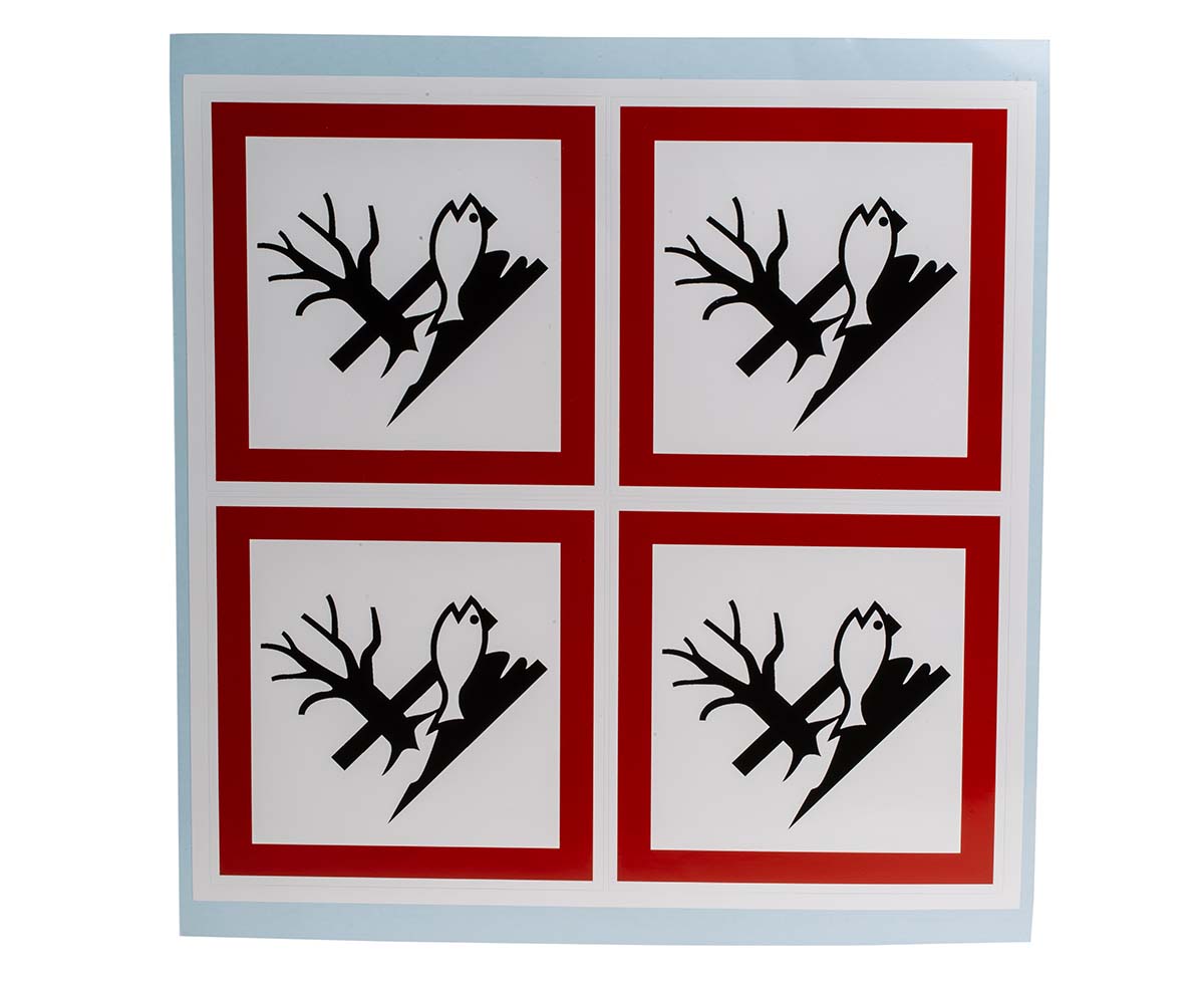 RS PRO White Gloss Polymeric Vinyl Safety Labels, GHS Dangerous-Text 100 mm x 100mm