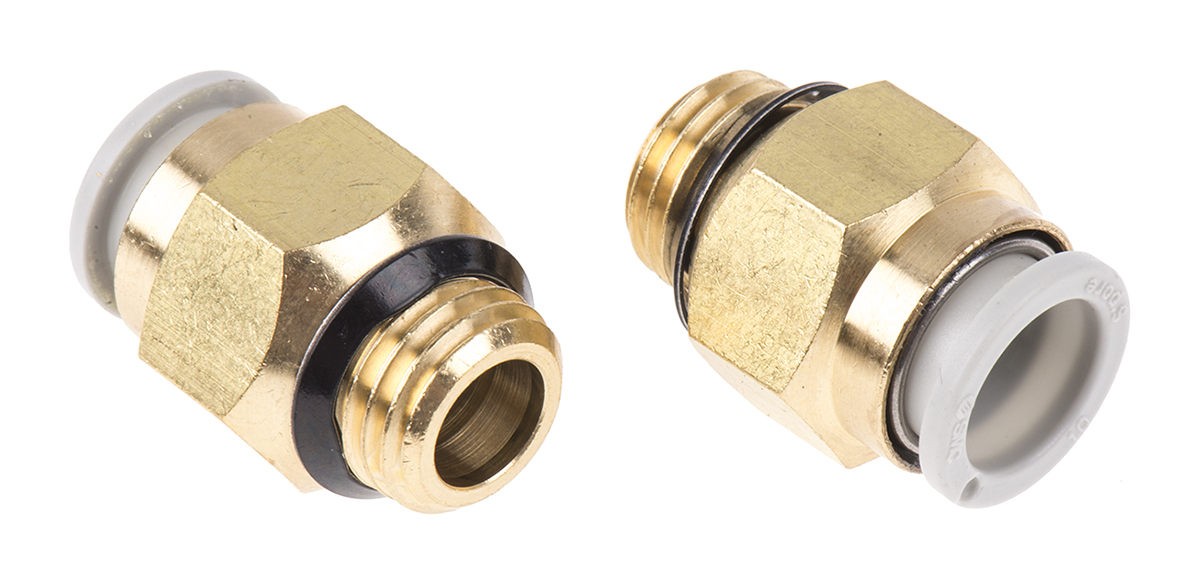 SMC KQ2 Series Straight Threaded Adaptor, Uni 1/4 Male to Push In 10 mm, Threaded-to-Tube Connection Style