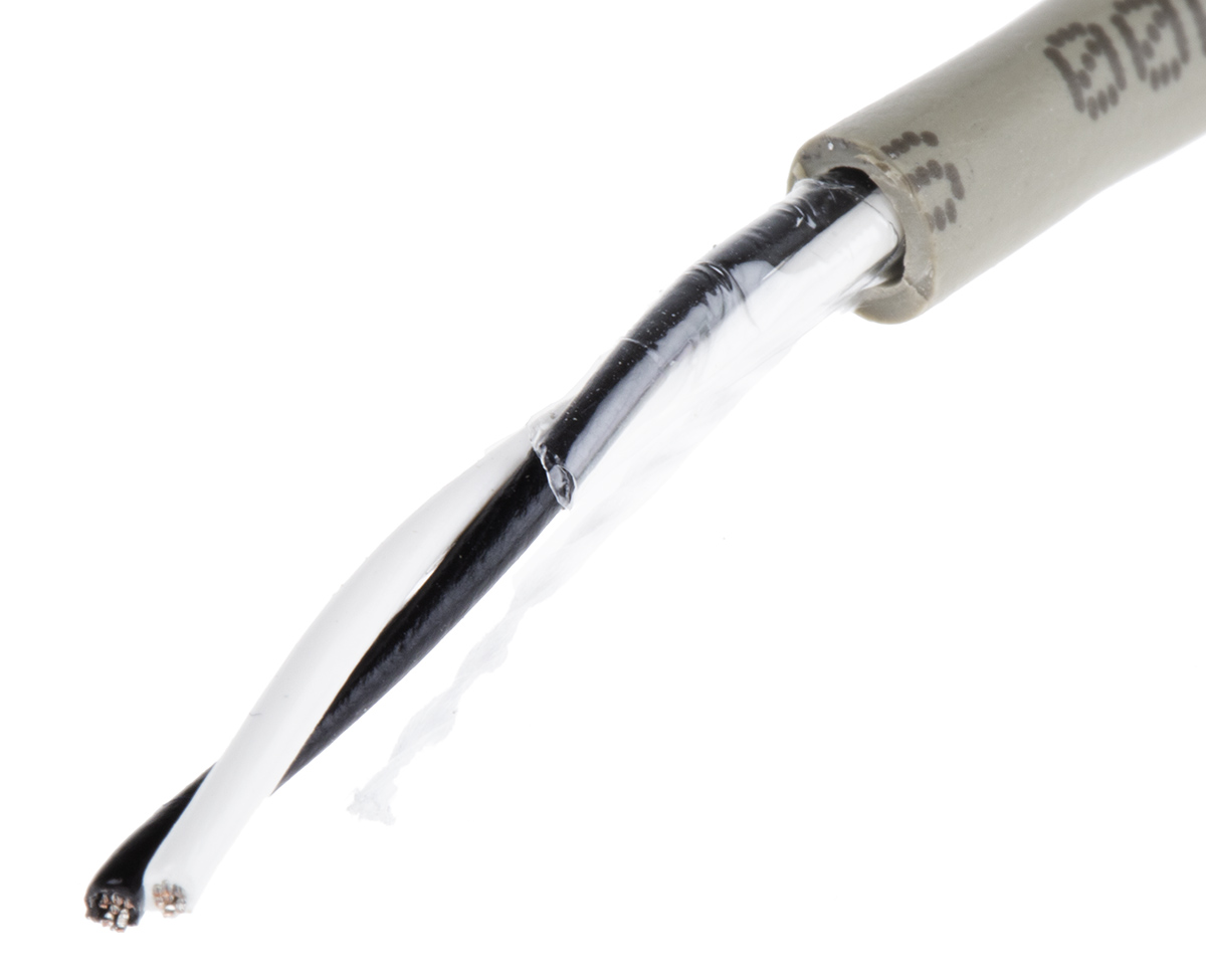 Alpha Wire ProTekt Series Data Cable, 1 Pairs, 2 Cores, 0.23 mm², Unscreened, 24 AWG, 50m, None Shield