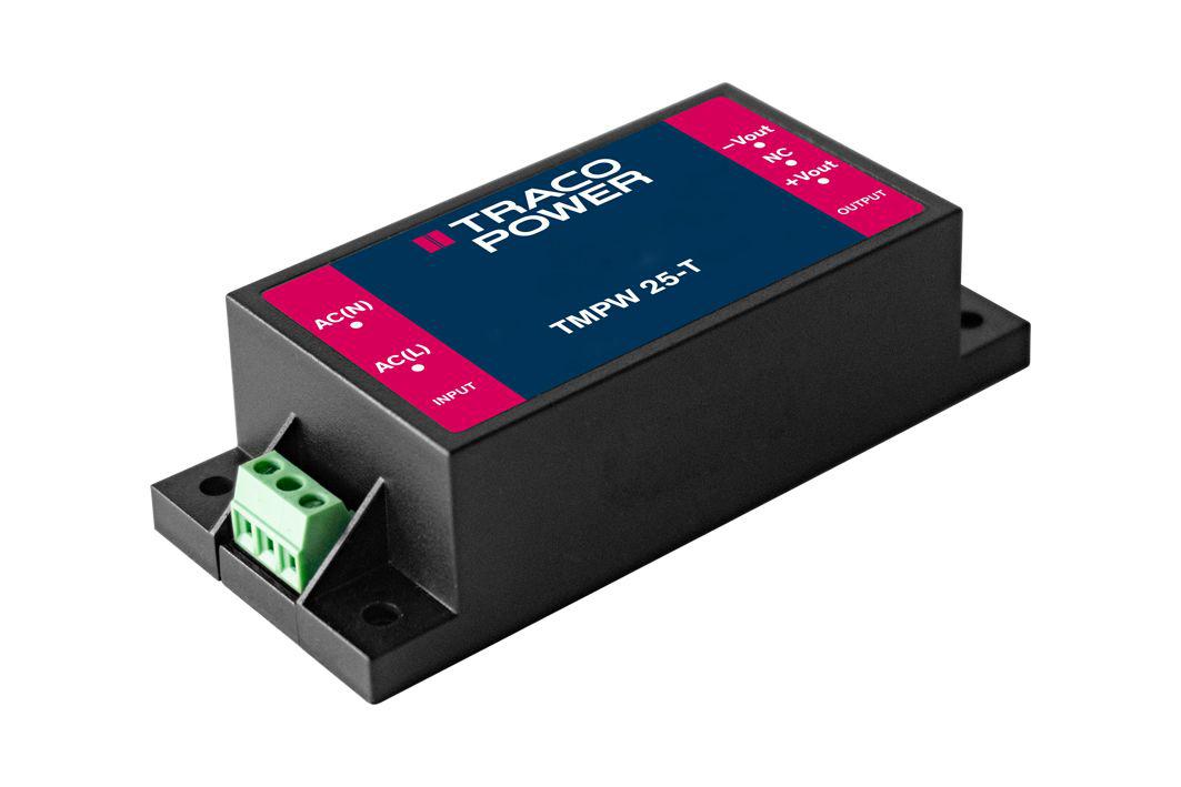 TRACOPOWER AC-DC Power Supply, TMPW 25-124-T, 24V dc, 1.042A, 25W, 1 Output, 90 → 305V ac Input Voltage