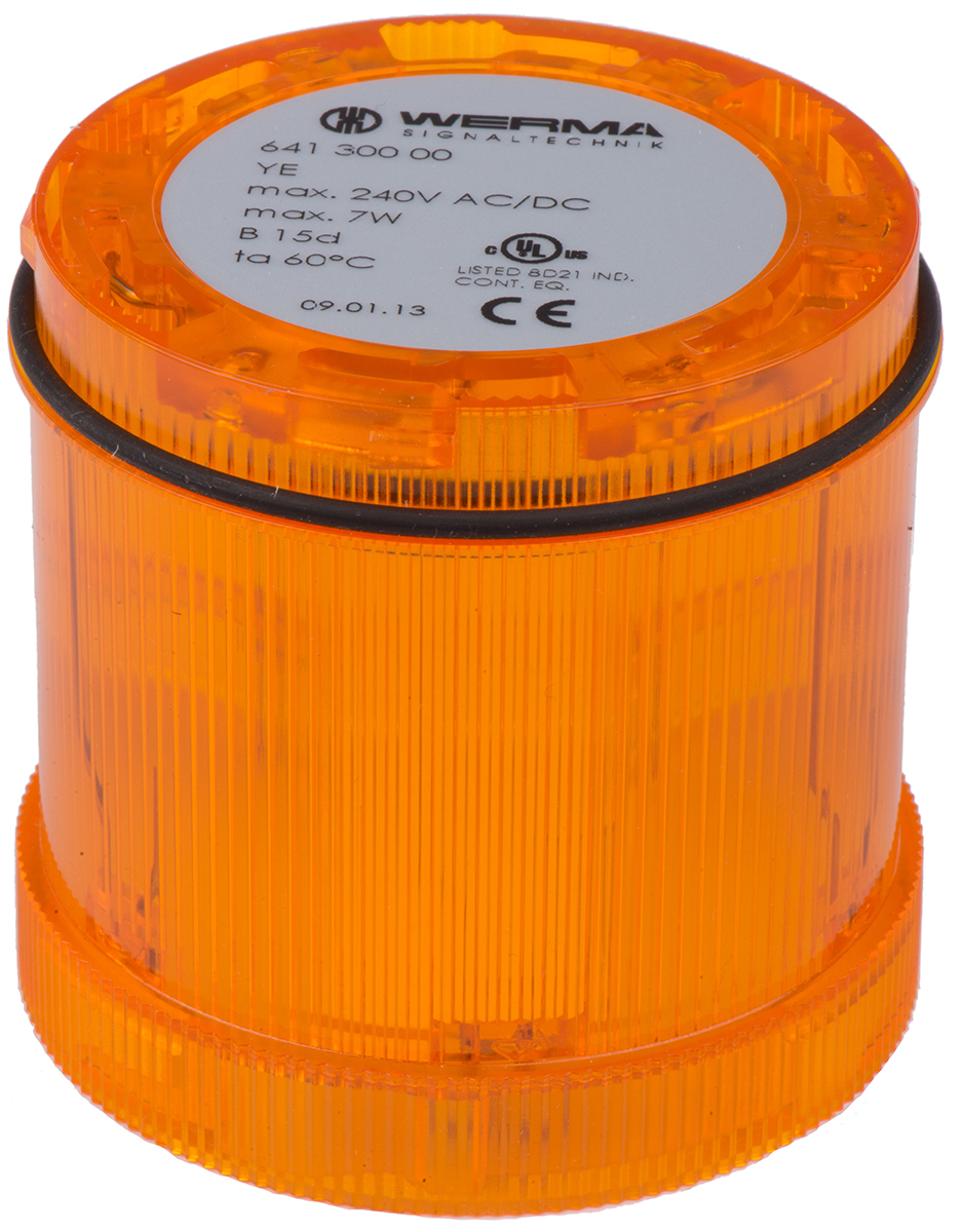 Werma 641 Series Yellow Steady Effect Beacon Unit, 12 → 230 V ac/dc, Filament Bulb, AC, DC, IP65