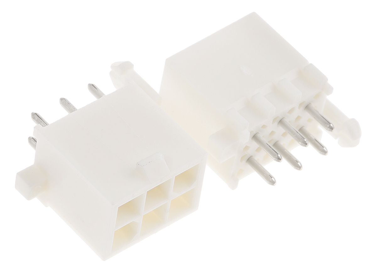 TE Connectivity Mini-Universal MATE-N-LOK Series Straight Through Hole PCB Header, 6 Contact(s), 4.14 mm Pitch, 2 Row,